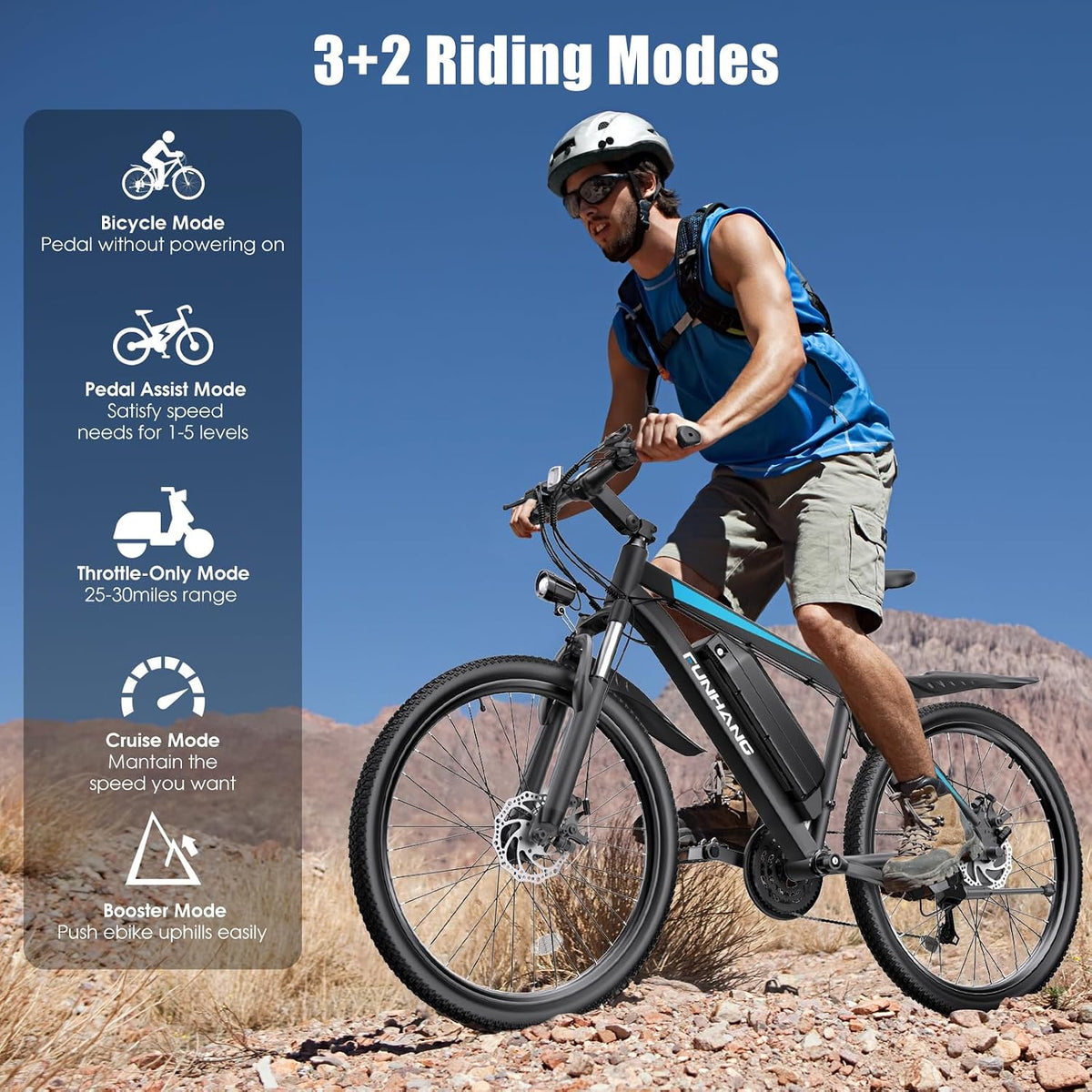 Electric Bike for Adults, 1000W Peak Ebike, 50Miles Electric Mountain Bike, 26" Adult Electric Bicycle with 48V Removable Battery, Fenders,7 Speed, Front Suspension, UL 2849 Certified