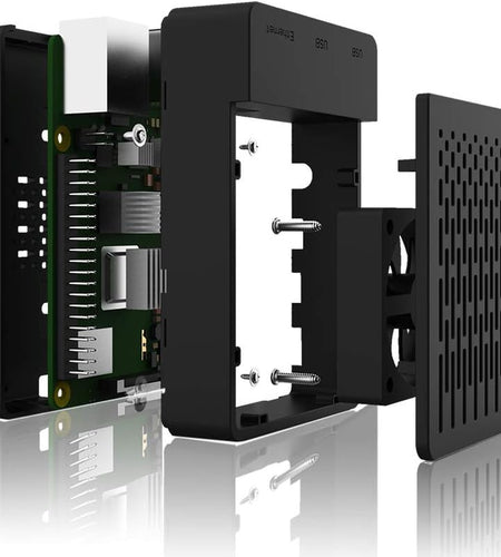 Raspberry Pi 4 Fan ABS Case with Cooling Fan, Heatsink, Simple Removable Top Cover for Pi 4 Model B/ 4B