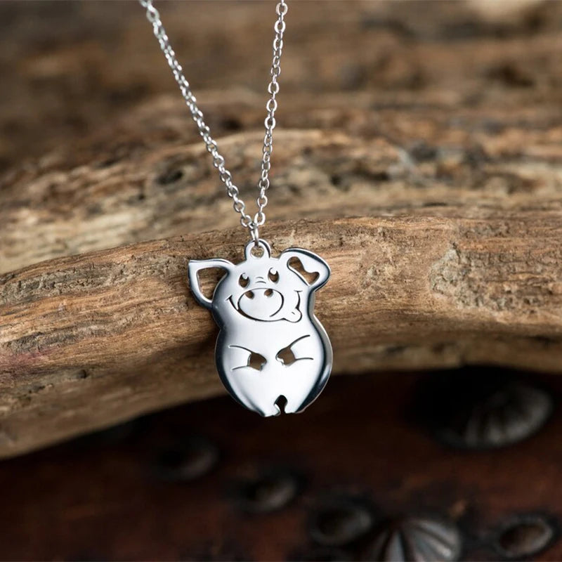 Pig Necklaces. Stainless Steel Pendant Necklace