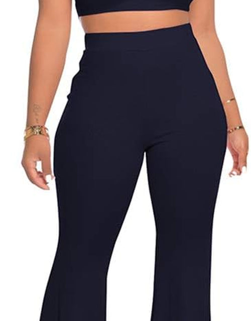 Load image into Gallery viewer, 2 Piece Outfits for Women Workout Sets - Sexy Crop Top + High Waisted Flared Long Pant Sets Track Suits Yoga Sports
