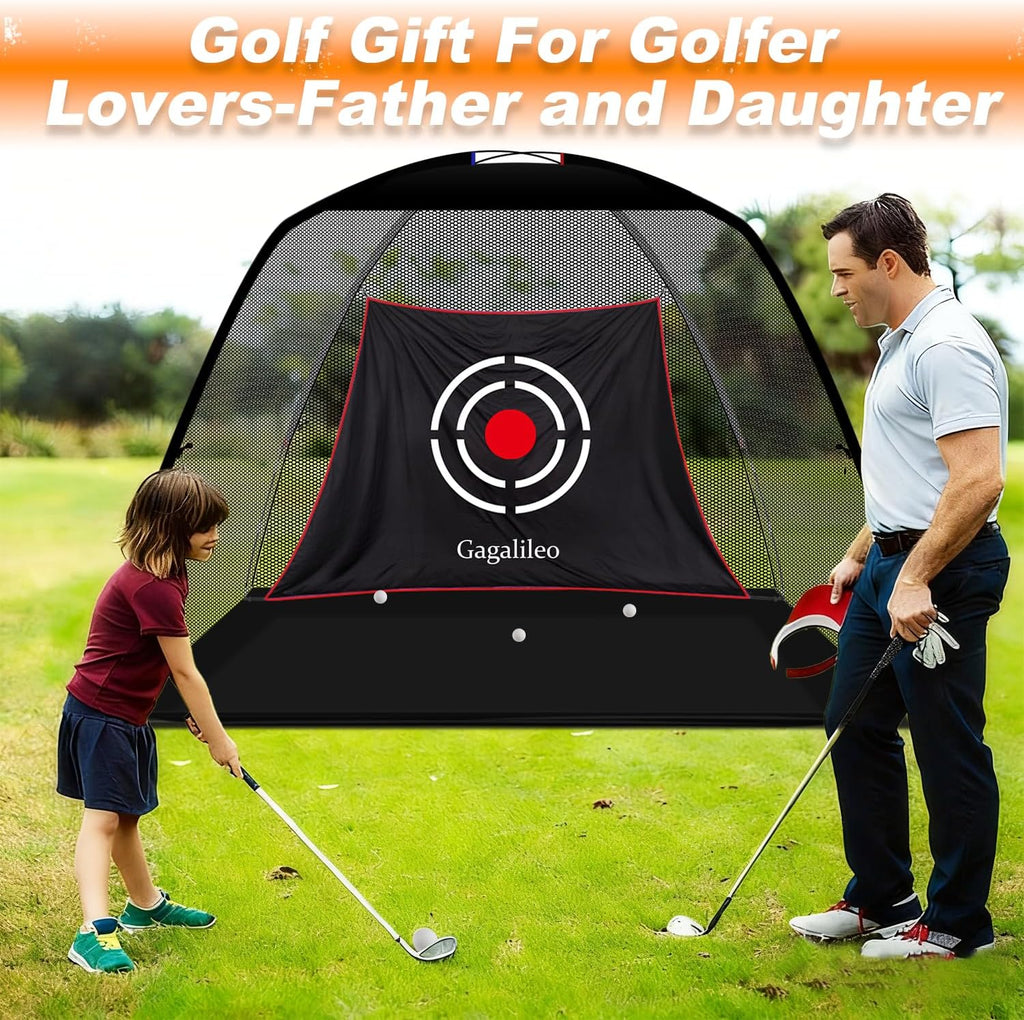 Golf Practice Net.  12 X 7 Ft Professional Backstop with Silent Velvet Target