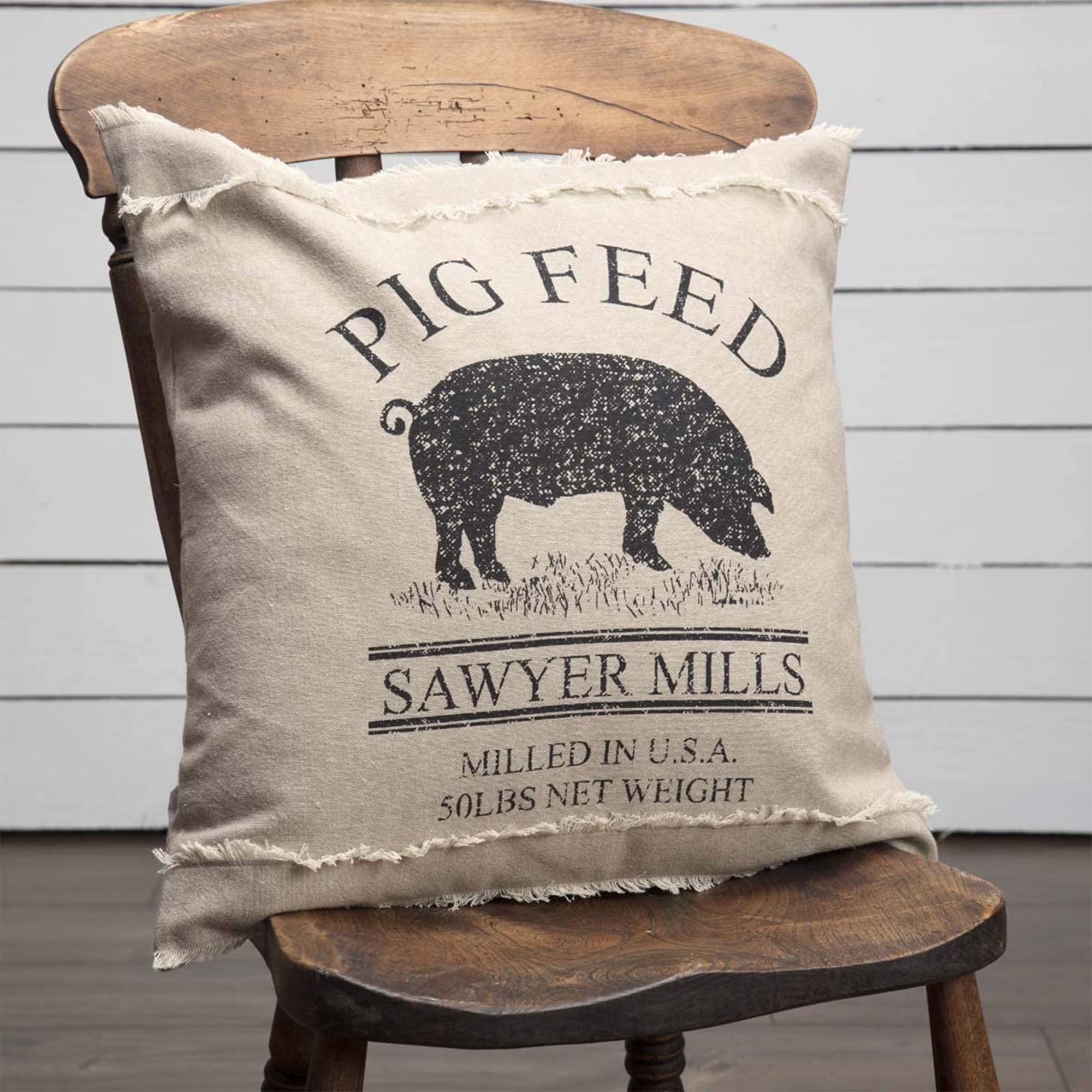 Sawyer Mill 18X18" Square Accent Throw Pillow, Pig, Charcoal