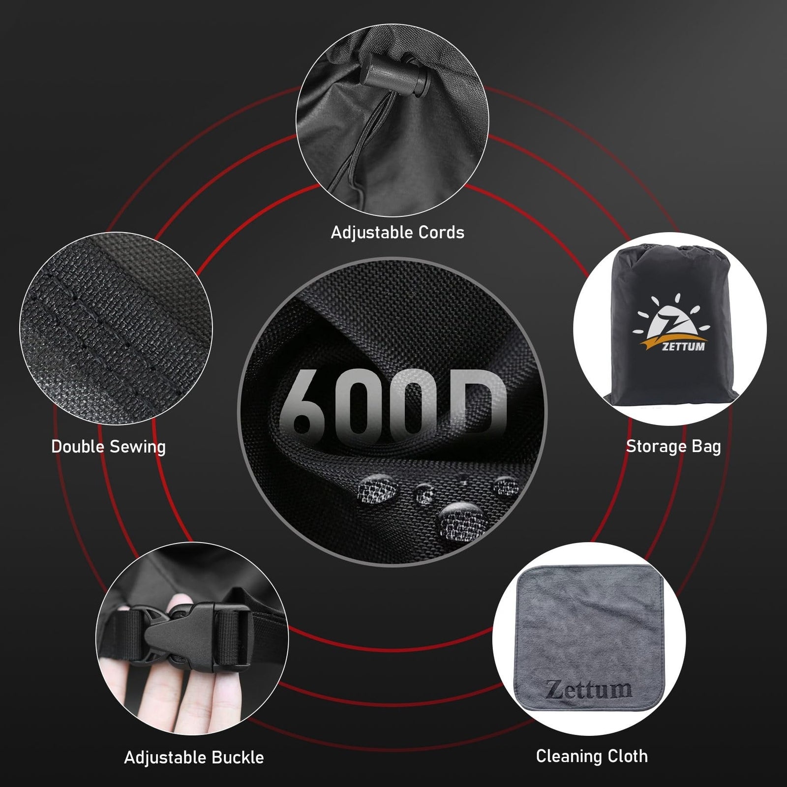 Kayak Cover 15 FT - 600D Kayak Canoe Cover for Outdoor Storage Heavy Duty & W...