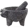8.6 In. Hand-Made Lava Stone Mortar and Pestle, Spice Grinder, Pig Design