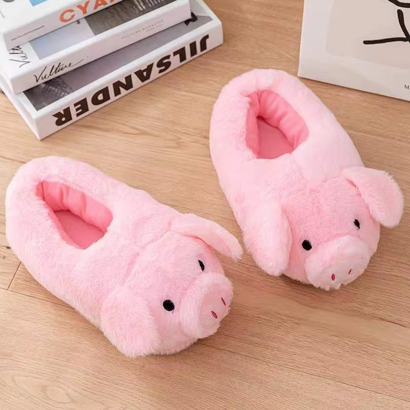Cute Pig Slipper. Heel Cover, Warm Fluffy Slippers. For Indoor Wear