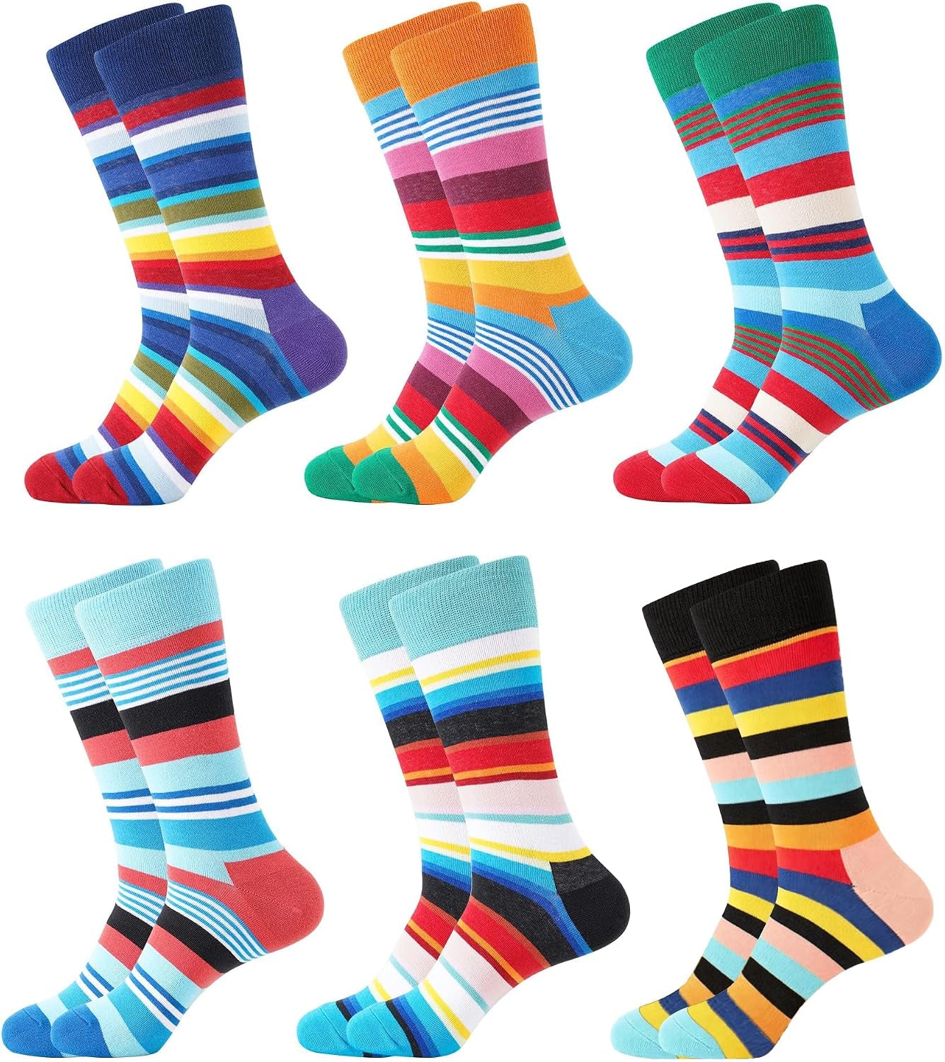 Mens Dress Socks Fun Funny Novelty Colorful Crazy Crew Socks 8-12 | Birthday Holiday Gifts for Men Boyfriend and Dad, Soft and Breathable, Elastic Stretch, Smooth Toe