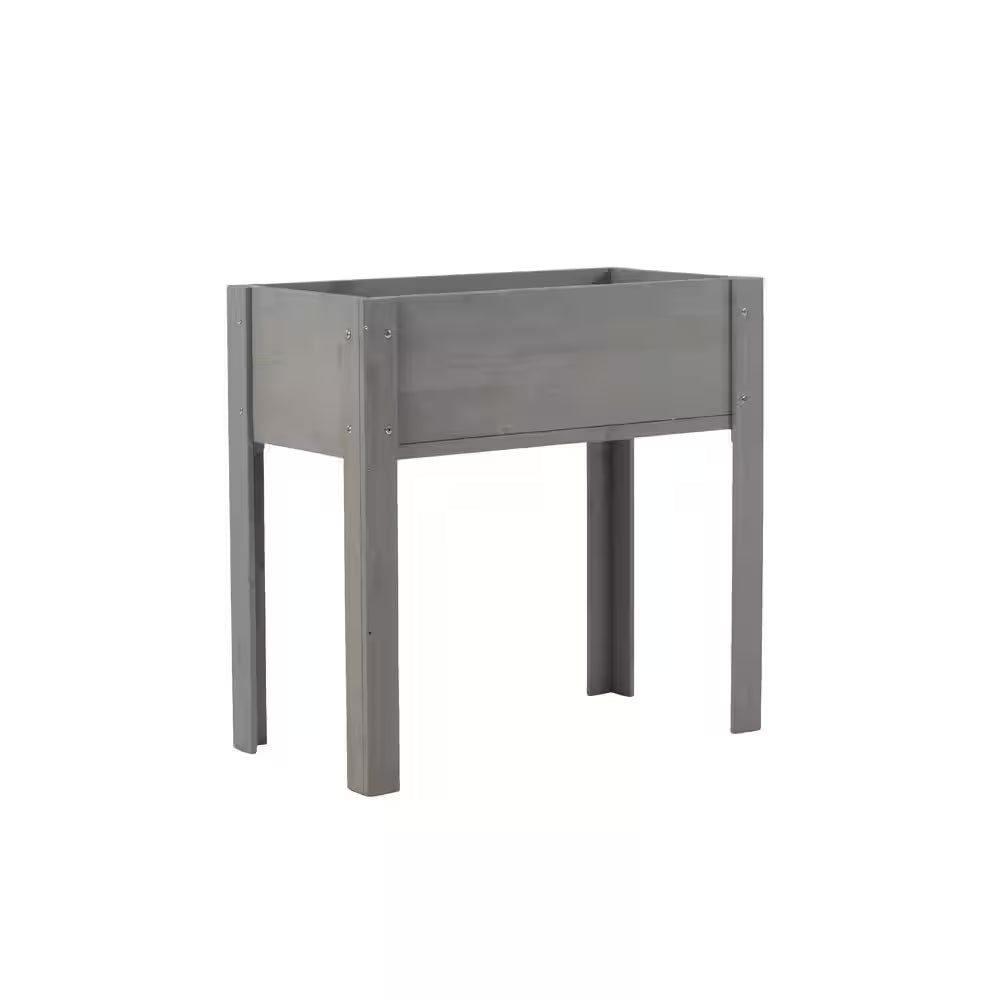31.00 In. H Rectangle Gray Wood Raised Garden Bed with Legs, Outdoor Garden Raised Planter Box