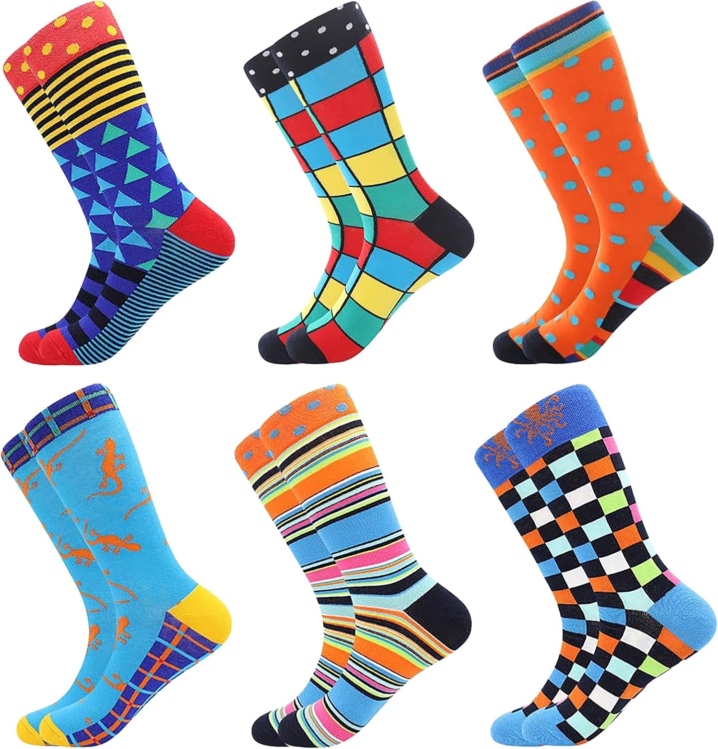 Mens Dress Socks Fun Funny Novelty Colorful Crazy Crew Socks 8-12 | Birthday Holiday Gifts for Men Boyfriend and Dad, Soft and Breathable, Elastic Stretch, Smooth Toe