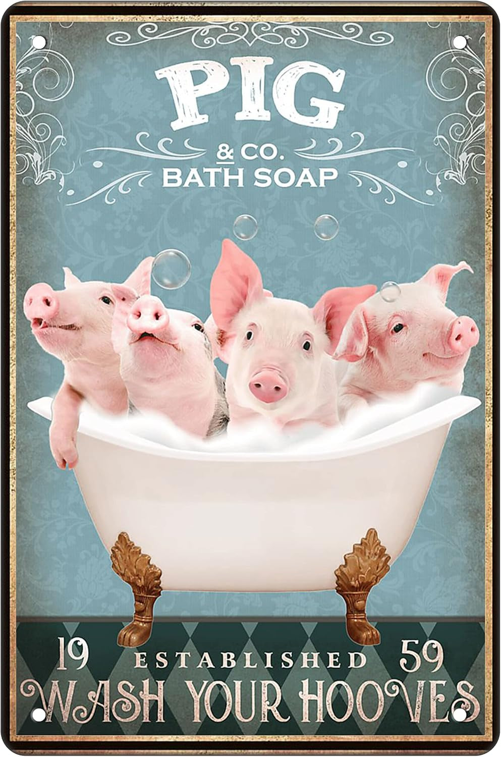 Funny Pig Bathtub Decor - Farm Decor Pig Signs
