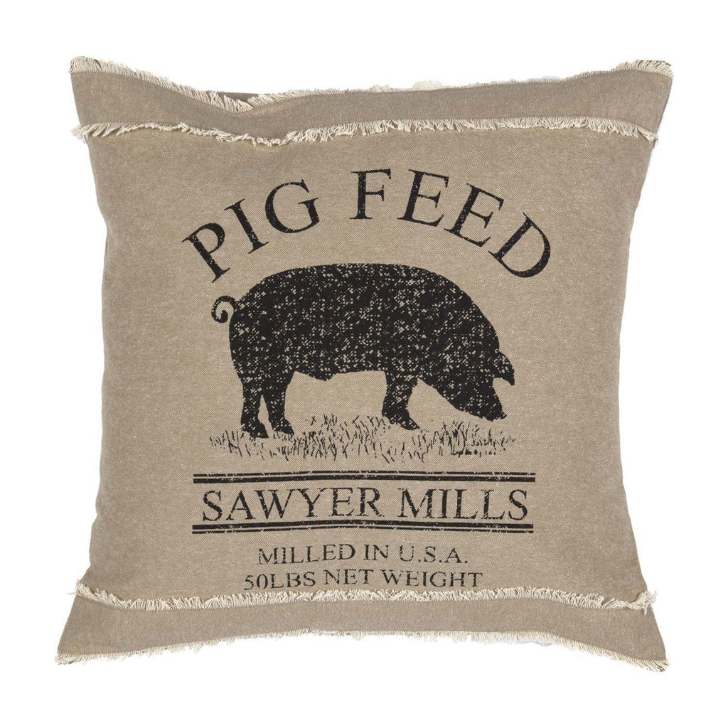 Sawyer Mill 18X18" Square Accent Throw Pillow, Pig, Charcoal