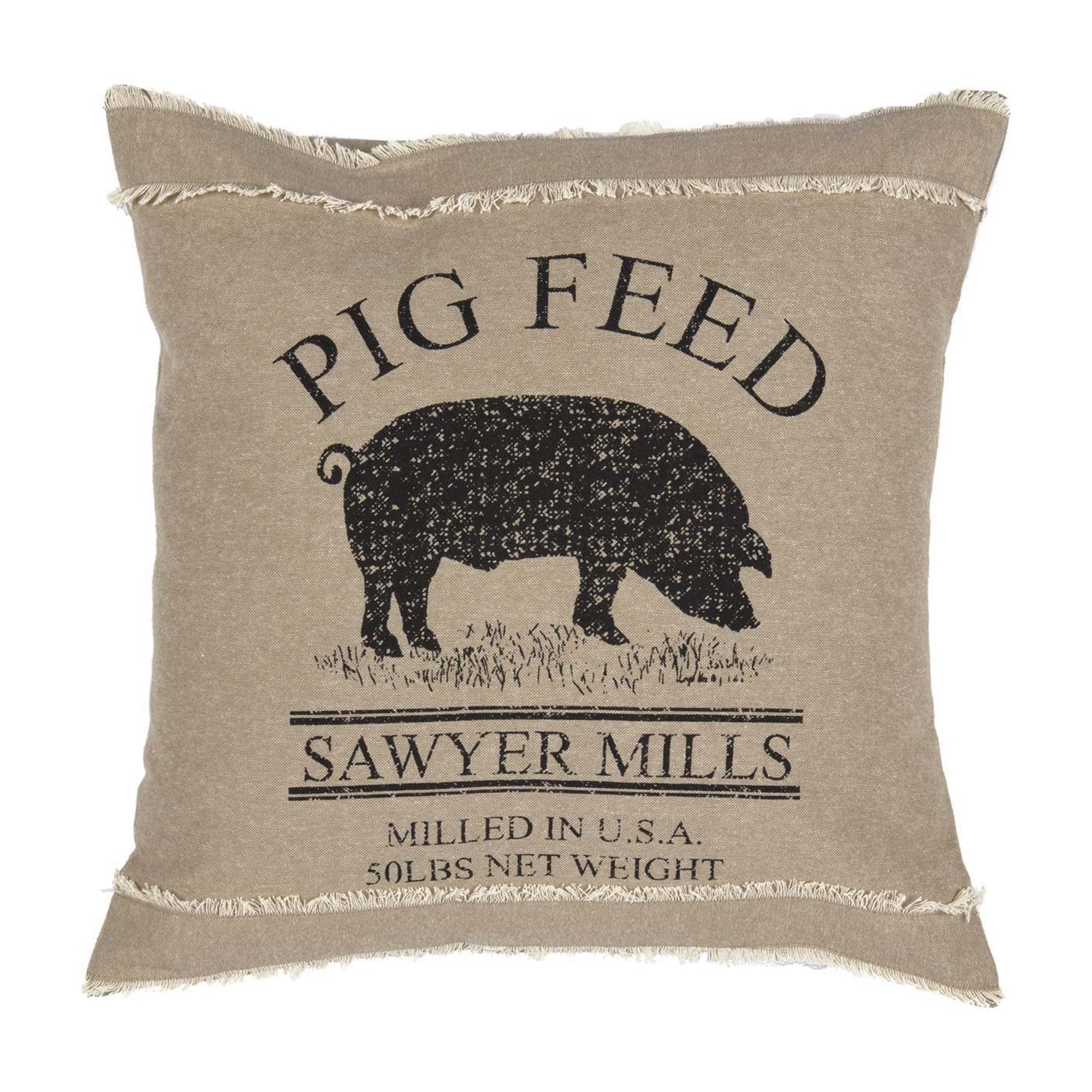 Sawyer Mill 18X18" Square Accent Throw Pillow, Pig, Charcoal