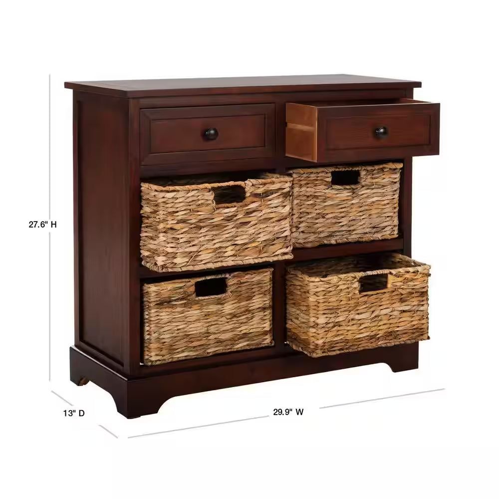 Herman 6-Drawer Red Nightstand Chest