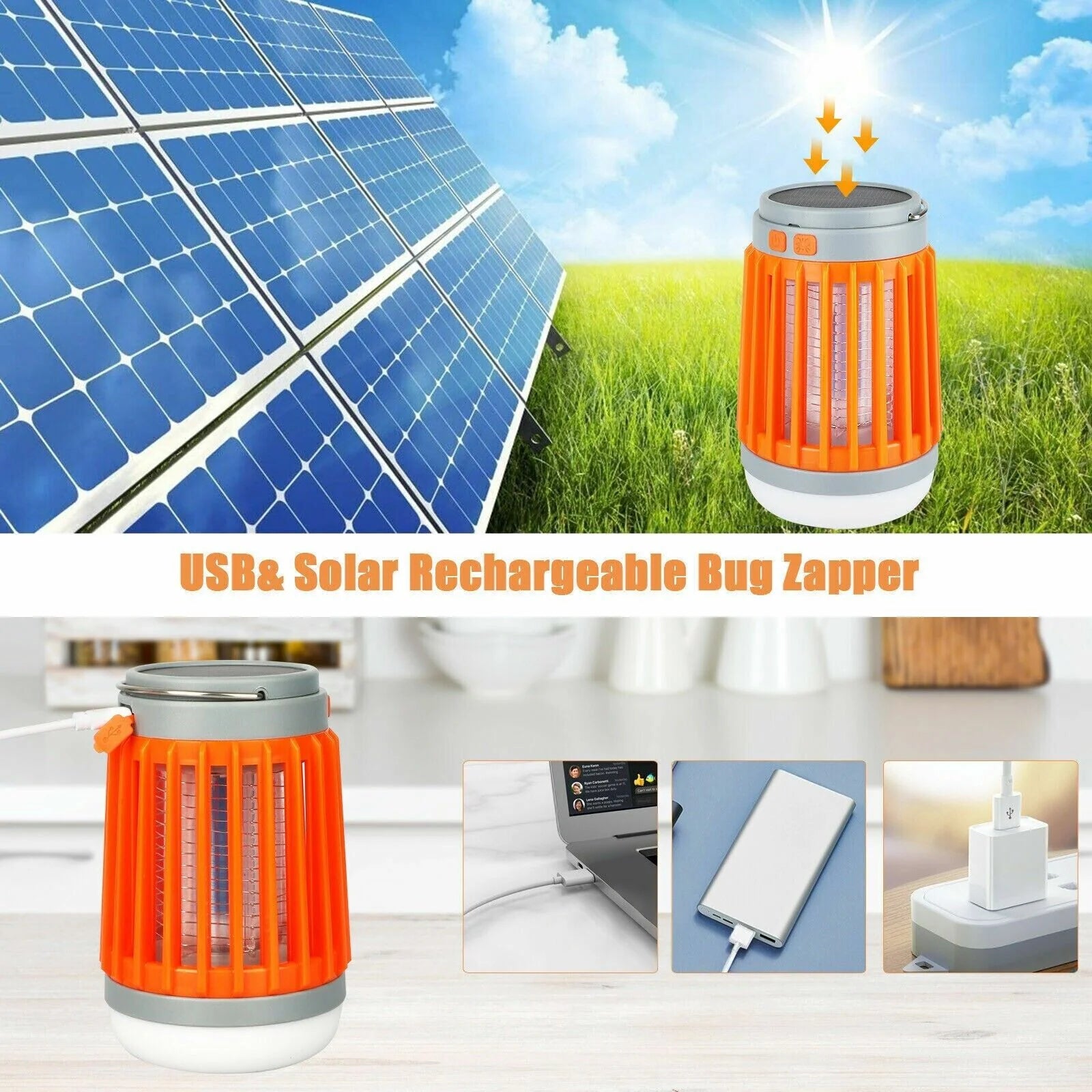 Solar USB Mosquito Killer Light    Electronic Insect Zapper and Lamp