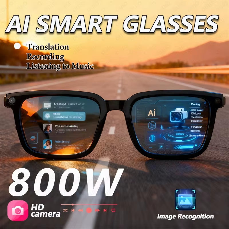 2026 New AI Smart Glasses AI Translation 8MP HD Camera 4K Shooting Image Conversation Recording Listening to Music Smart Glasses