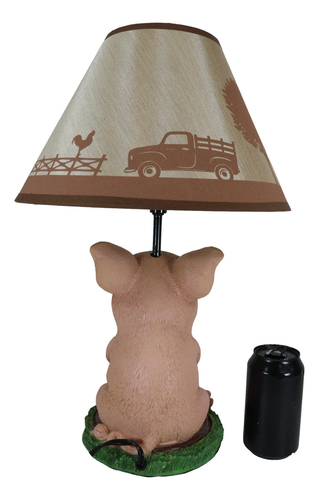 Rustic Farm Country Pink Piglet Desktop Table Lamp with Shade