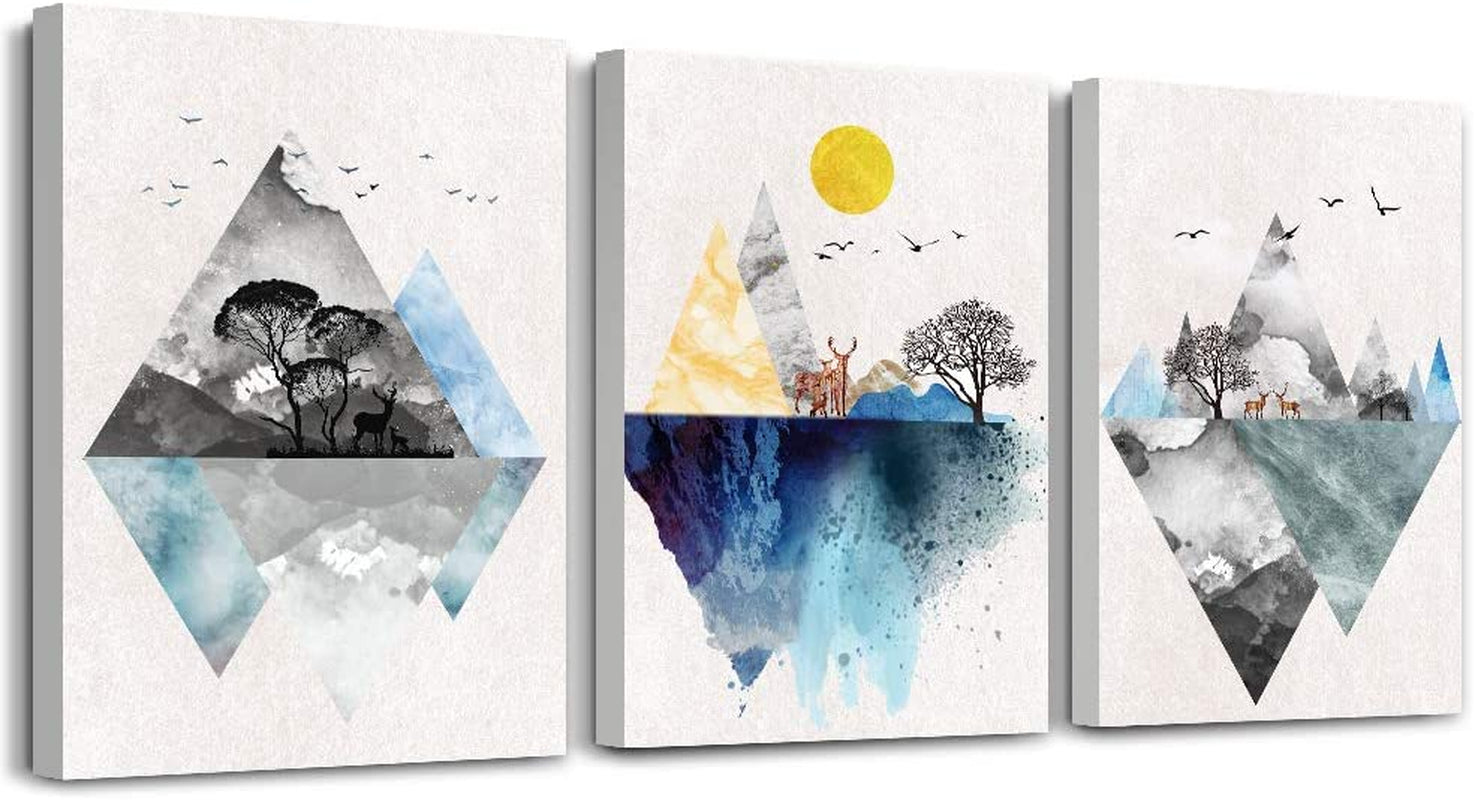 Set of 3 Wall Art Canvas Prints, Beach Sunrise Sunset Pictures Wall Decor Ocean Waves Nature Seascape Poster Coastal Landscape Painting for Living Room, Bedroom, Office Home Decor