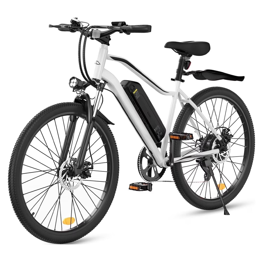 1000W Peak Electric Bike Adult,26" Mountain Bicycle Professional ,Front Dual Shock Absorption Ebike,Up 20MPH,55 Miles,35-Speed, 42V 13AH Removable Battery,White