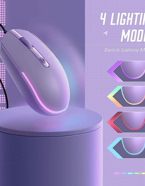 Load image into Gallery viewer, Wired Mouse - USB Computer Mouse Wired with RGB Backlit Optical LED Mouse with Attached USB Cord for Laptops Notebooks Chromebook - Purple
