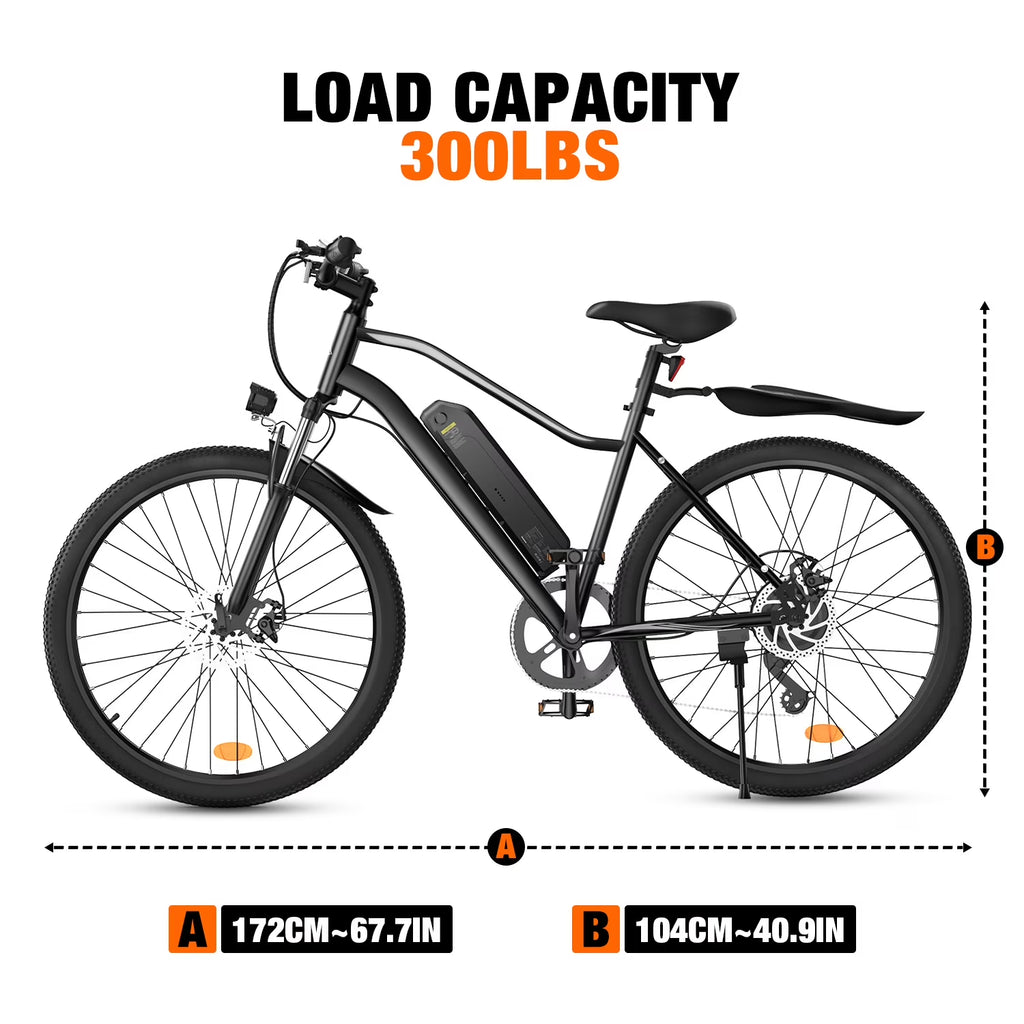 1000W Peak Electric Bike Adult,26" Mountain Bicycle Professional ,Front Dual Shock Absorption Ebike,Up 20MPH,55 Miles,35-Speed, 42V 13AH Removable Battery,White