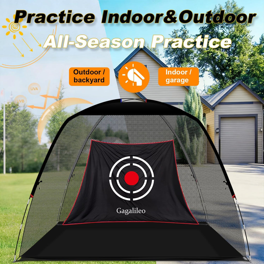 Golf Practice Net.  12 X 7 Ft Professional Backstop with Silent Velvet Target