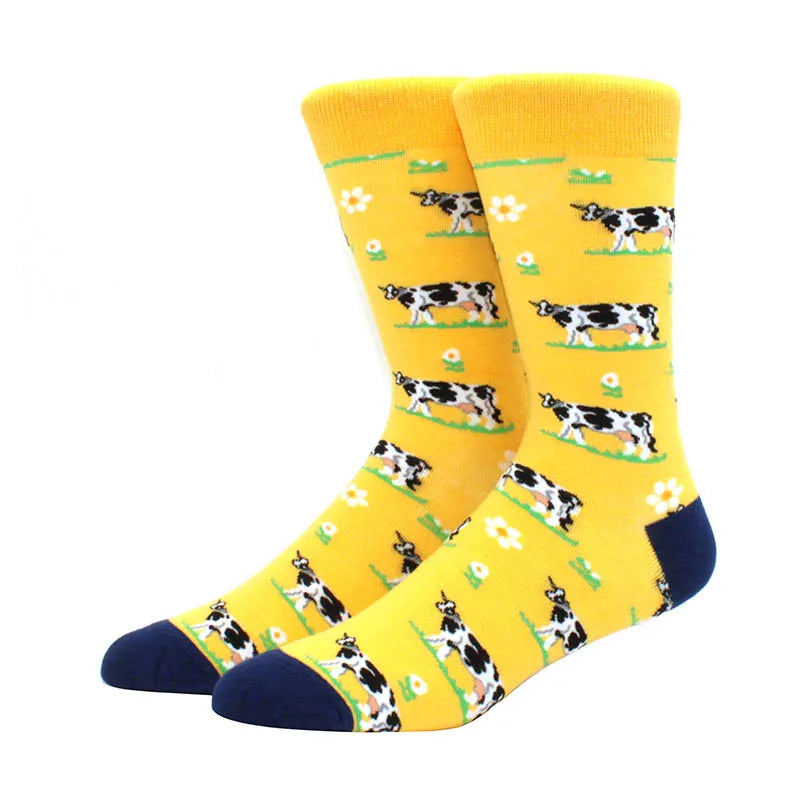 Men'S Fashion Pattern Dress Funky Fun Colorful Socks Luxury Crazy Novelty Dress Socks Cotton Happy Funny Animal Socks