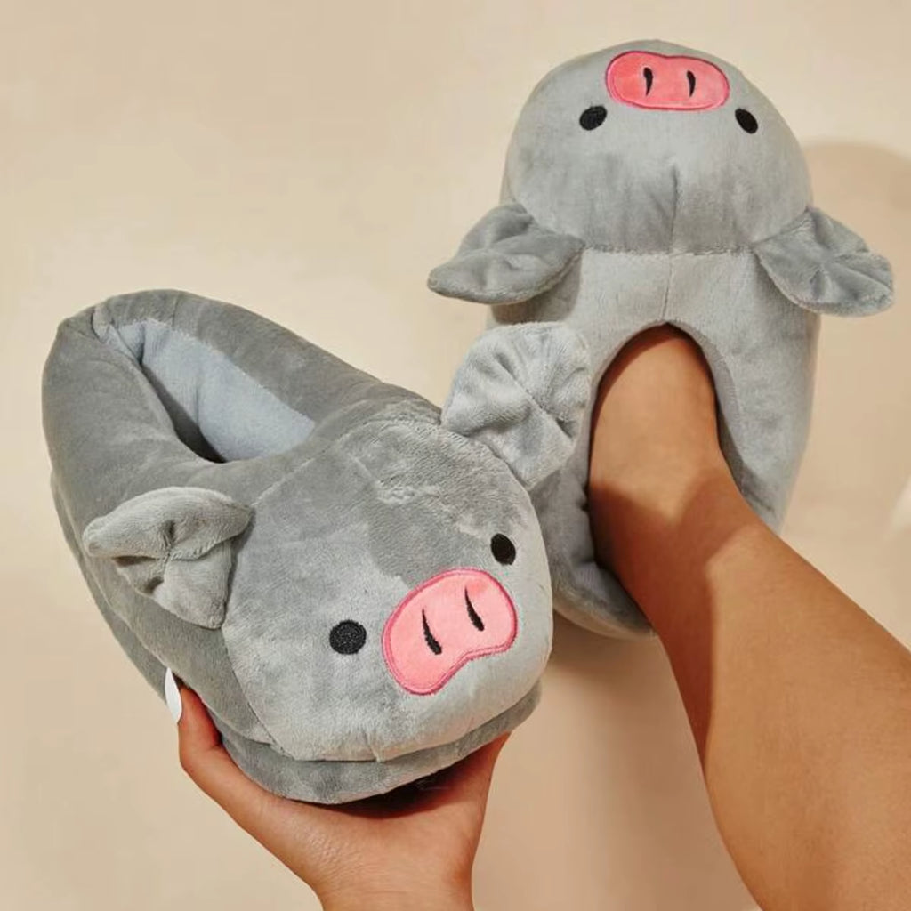 Cute Pig Slipper. Heel Cover, Warm Fluffy Slippers. For Indoor Wear