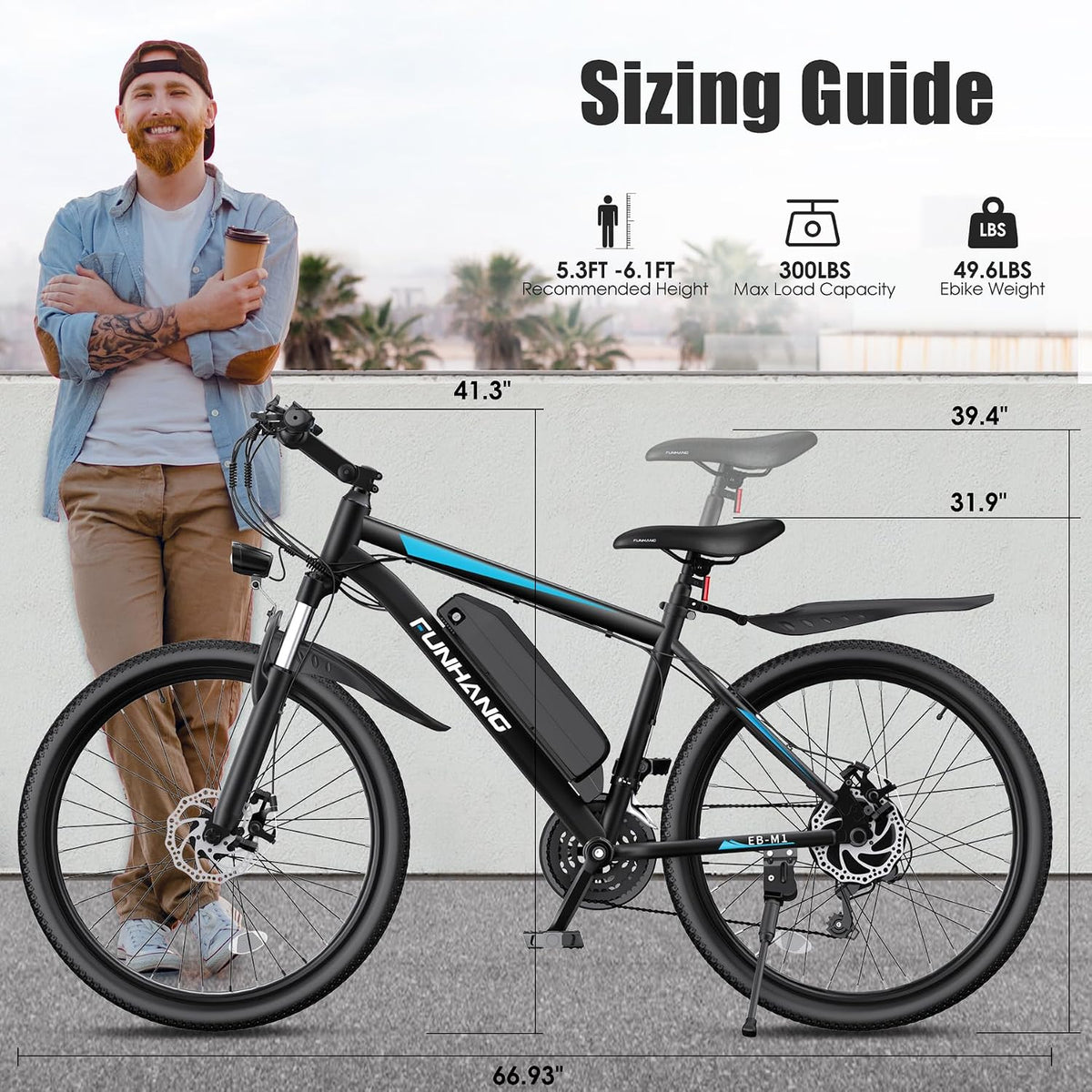 Electric Bike for Adults, 1000W Peak Ebike, 50Miles Electric Mountain Bike, 26" Adult Electric Bicycle with 48V Removable Battery, Fenders,7 Speed, Front Suspension, UL 2849 Certified