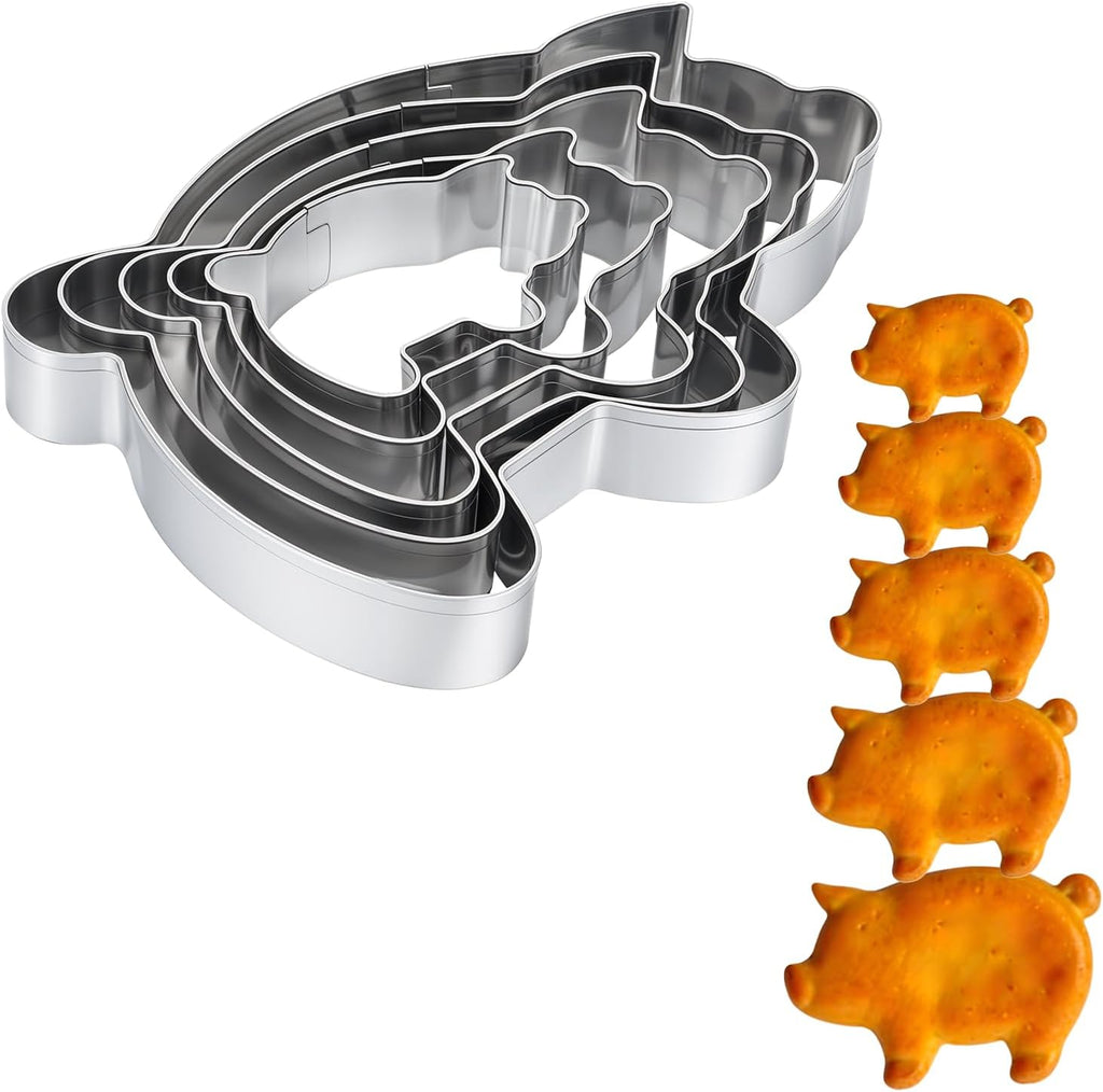 5 Pcs Pig Cookie Cutter, Mexican Set | Pig Cookie Cutter Mexican Set, Concha Marranitos & Puerquito Shapes, 5.5"-2.0"