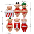 6 Pc Yoga Pig Lady Statue Mini Figurine 