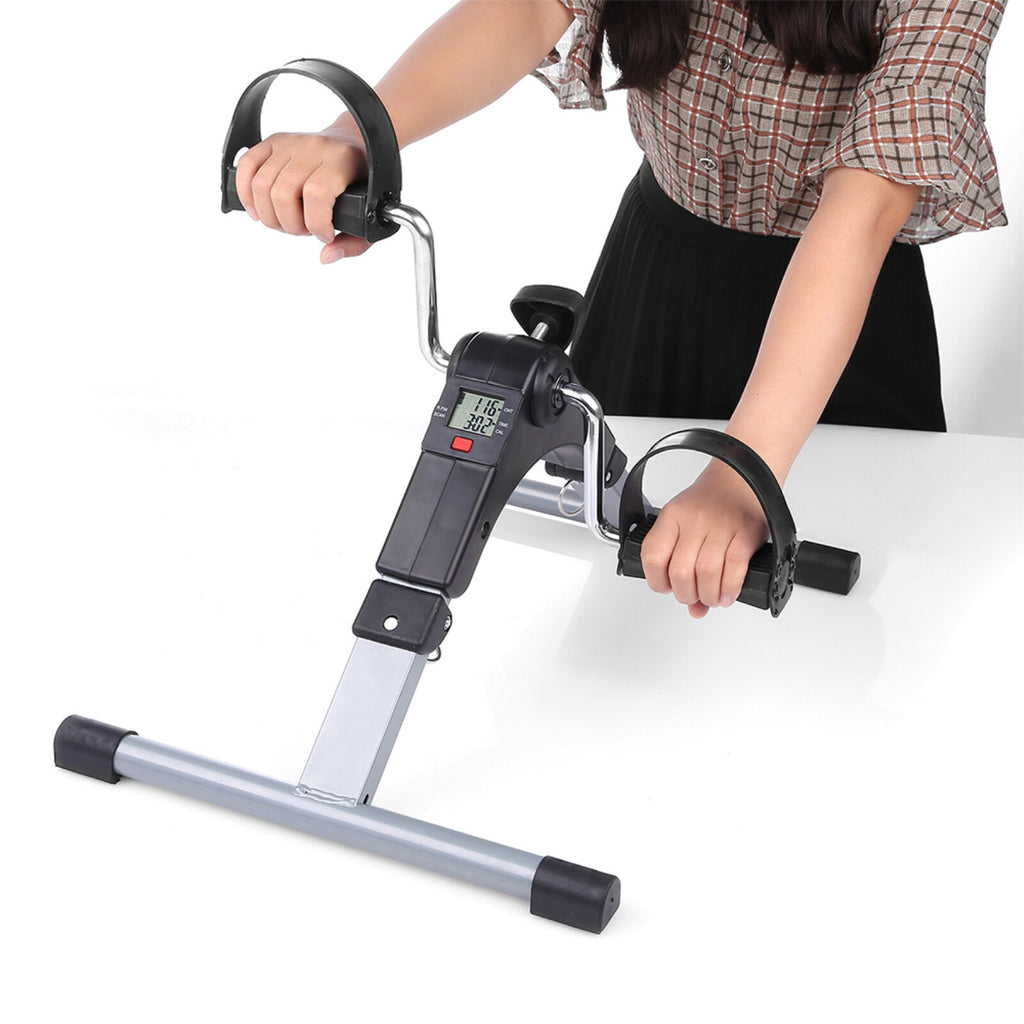 Foldable Pedal Exerciser Mini Arm Leg Exercise Bike with LCD Screen Display New