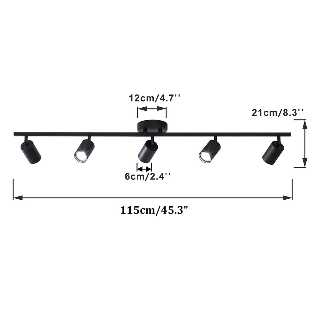 KCO Lighting 5 Light LED Track Lighting Adjustable 5 Way Ceiling Mount Spotli...