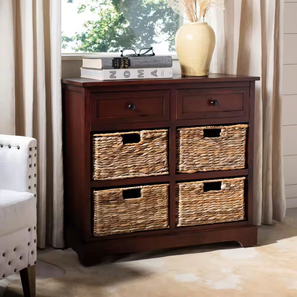 Herman 6-Drawer Red Nightstand Chest