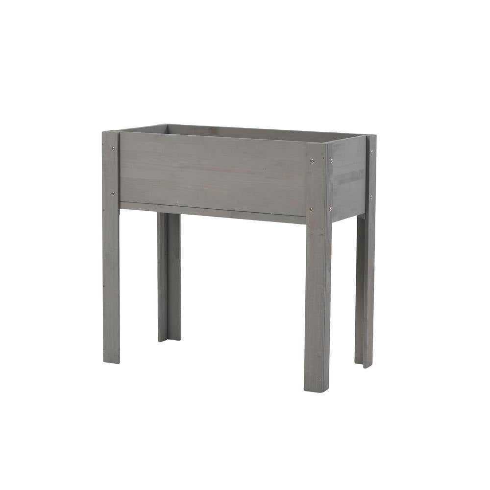 31.00 In. H Rectangle Gray Wood Raised Garden Bed with Legs, Outdoor Garden Raised Planter Box